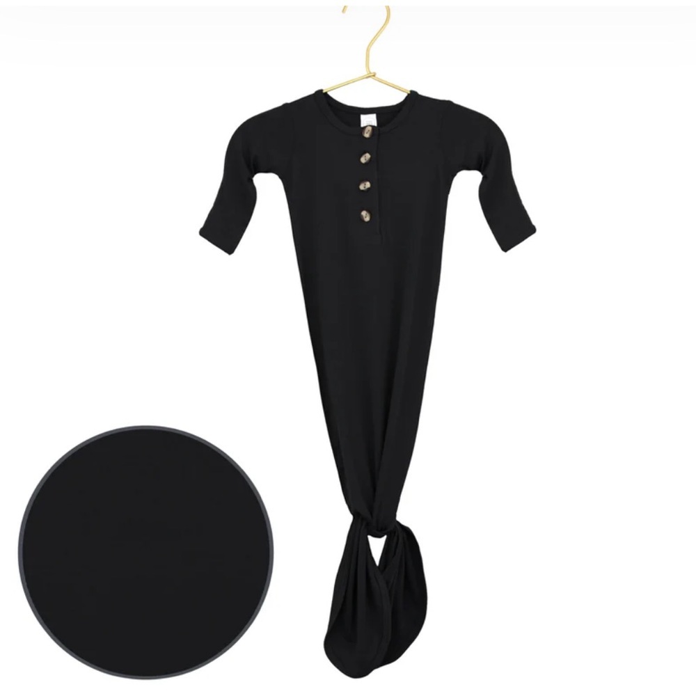 Lou Lou & Company Peyton Black Solid Knotted Gown Size Newborn Black Soft Light